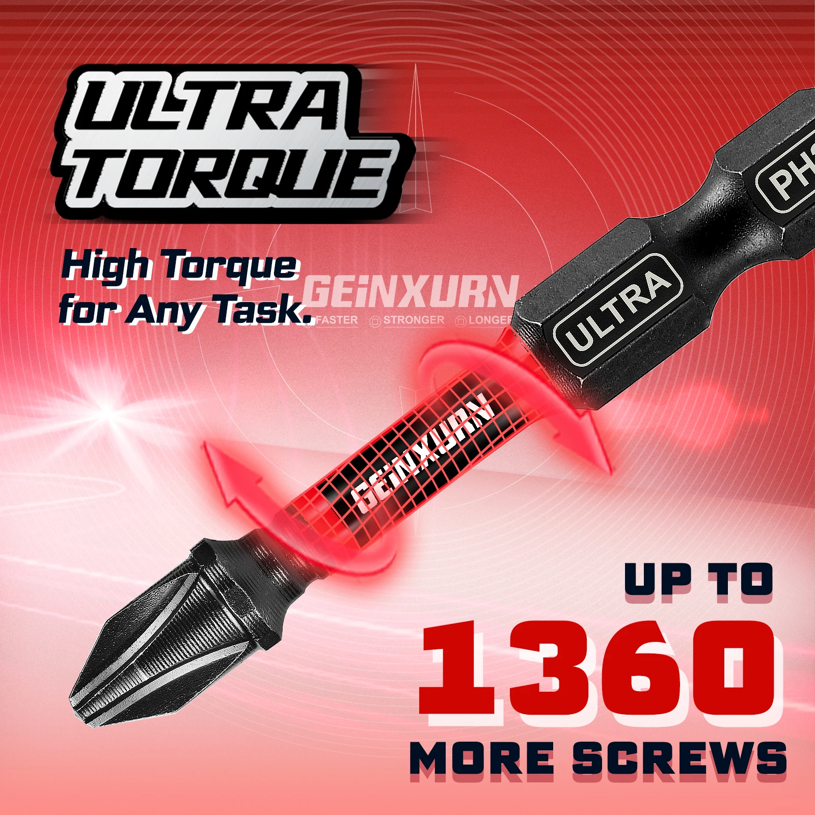 Geinxurn Ultra torque Impact Screwdriver Bit Set,Mixed Multi-Insert Bit Tips with Bit Holder, Nut Driver and Storage Case