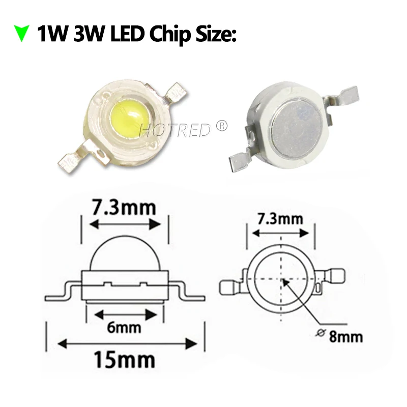 10-1000Pcs High Power LED COB Lamp Chip 1W 3W 3.2-3.6V 110-280LM Bead Warm Cold White Blue Diode For DIY LED Spotlight Downlight