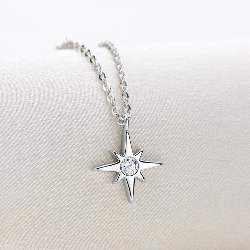 

Trendy 925 Sterling Silver D Color VVS1 Moissanite Star Necklace for Women Plated 18k Gold Moissanite Clavicle Necklaces Gift