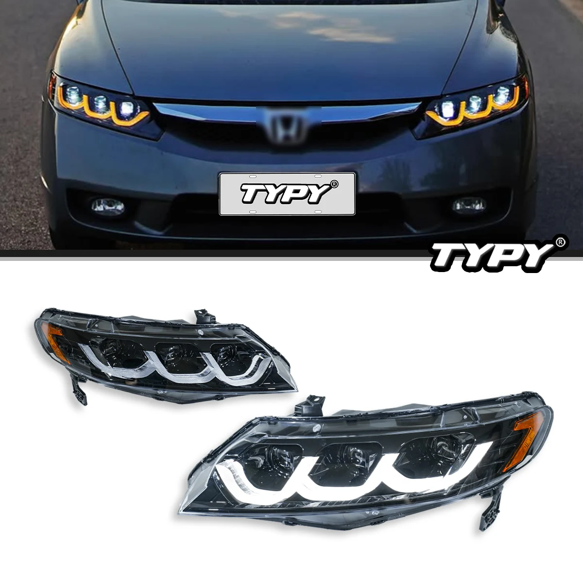 

TYPY автомобильная фара для Honda Civic 8th 2006-2011 фара светодиодный указатель поворота DRL фара дневные ходовые огни автоаксессуары