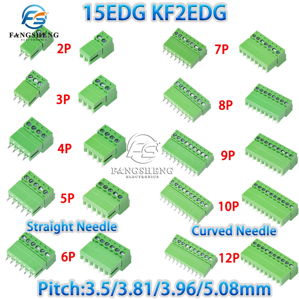 5Pair 15EDG KF2EDG 3.5mm 3.81mm 3.96mm 5.08mm PCB Screw Terminal Block 2-14Pin Male Plug Female Socket Pin Header Wire Connector