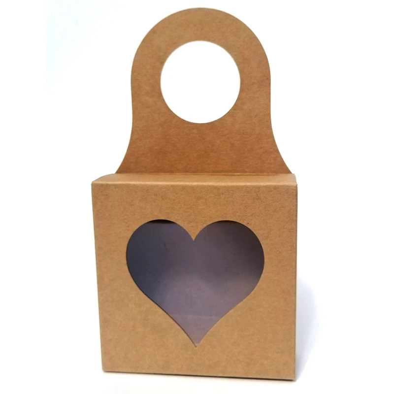 

25Pcs Kraft Paper Heart Box With Window Party Biscuit Candy Box Jewelry Packaging Gift Box Pop Cardboard Handmade Soap Box