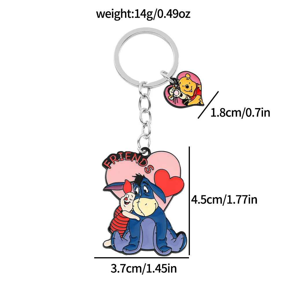 ديزني بوه الدب تيجر المفاتيح الكرتون خنزير صغير Eeyore Keyrings لأفضل الأصدقاء على ظهره اكسسوارات الهدايا
