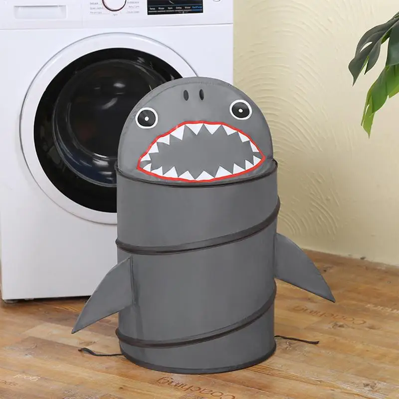 Plush Doll Storage Bucket Shark Design Lare Box Chest Storage With Lid Plushies Boxes Container Bins For Toys Corner Organizer