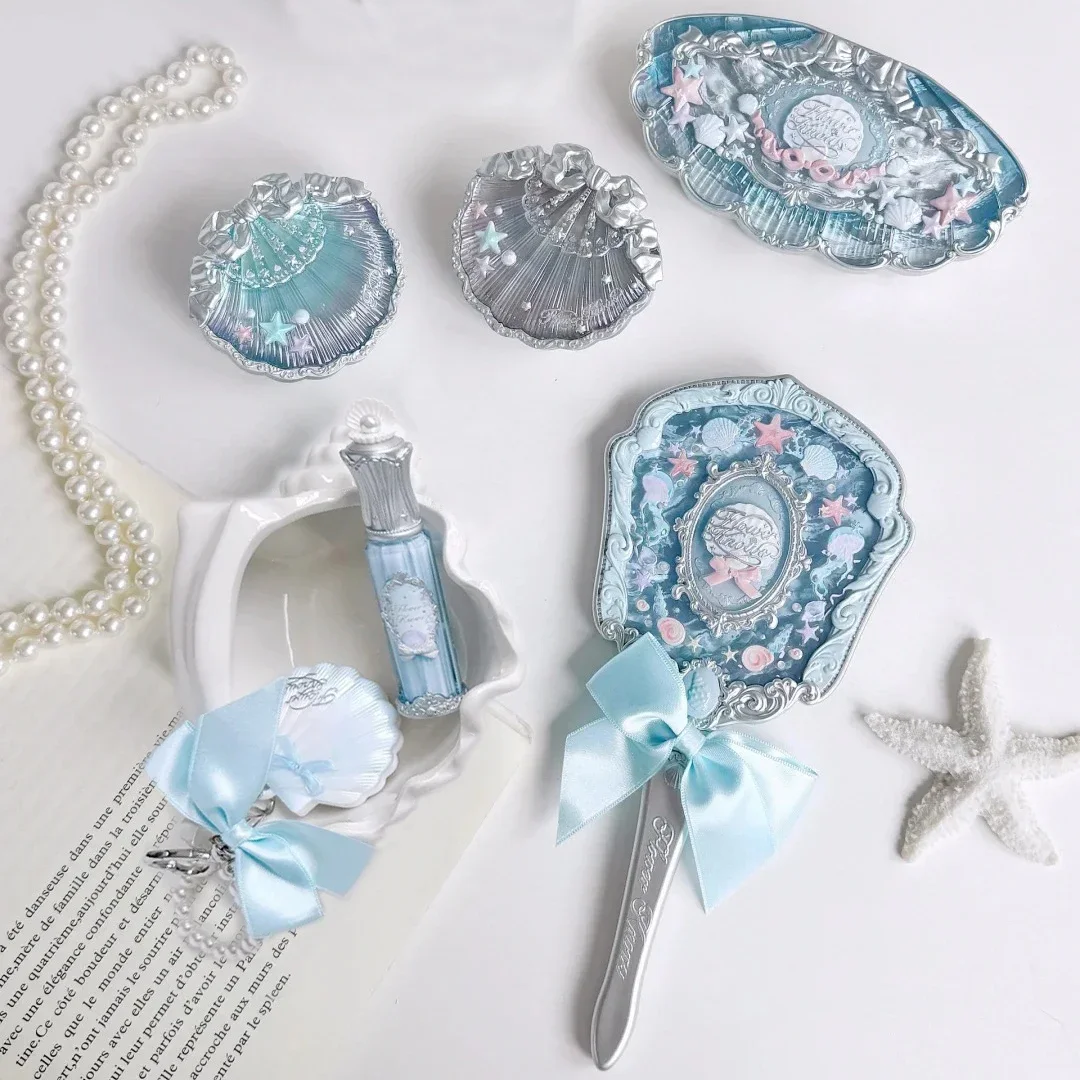 Flor sabe sereia brilho conjunto de maquiagem sombra brilho labial blush pérola concha série