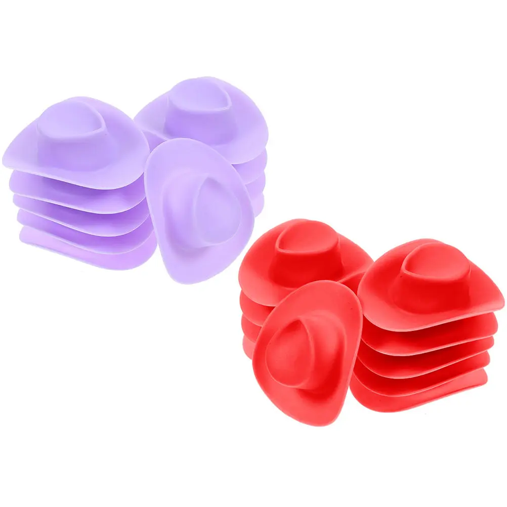 20 Stück Mini-Cowboyhüte aus Kunststoff, dekorative kleine Hüte zum Verkleiden, exquisites Design, glatte Oberfläche, dekorativer Mini-Hut