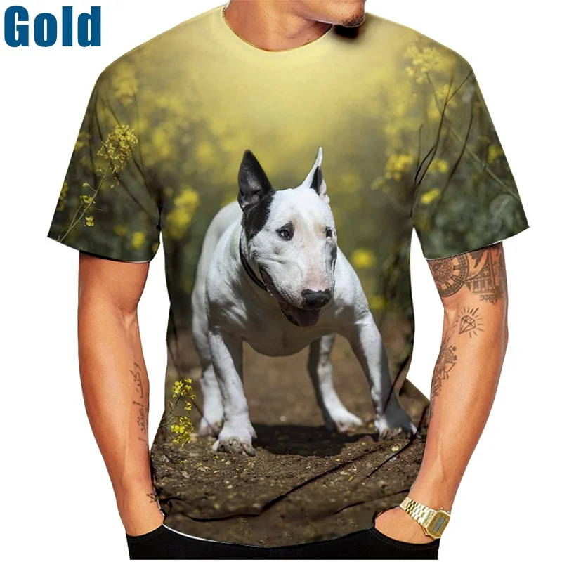 Novelty Men/Women Casual T-shirt Fashion Bull Terrier 3D Printed Short Sleeve tops trend Dogs print Funny shirt