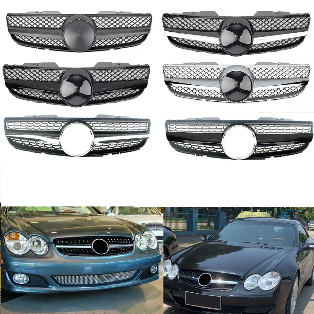 Front Racing Facelift Grilles Upper Grille Cover For Mercedes-Benz SL-Class R230 SL500 SL550 SL600 2007-2009