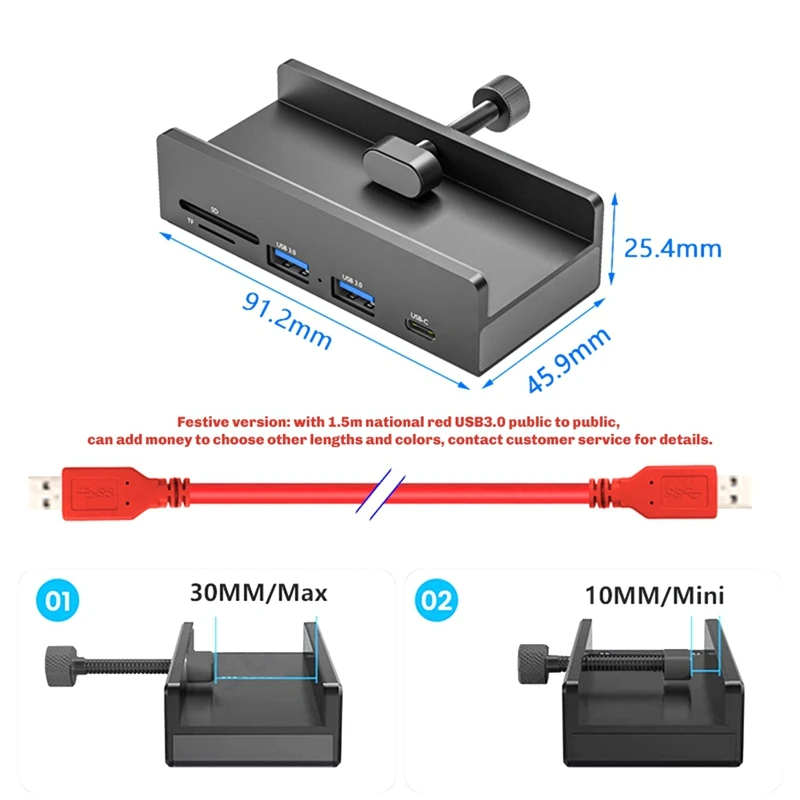 Estación de acoplamiento USB HUB Adaptador USB 3.0 Multi Splitter Adaptador de alta velocidad de 5 Gbps para PC portátil