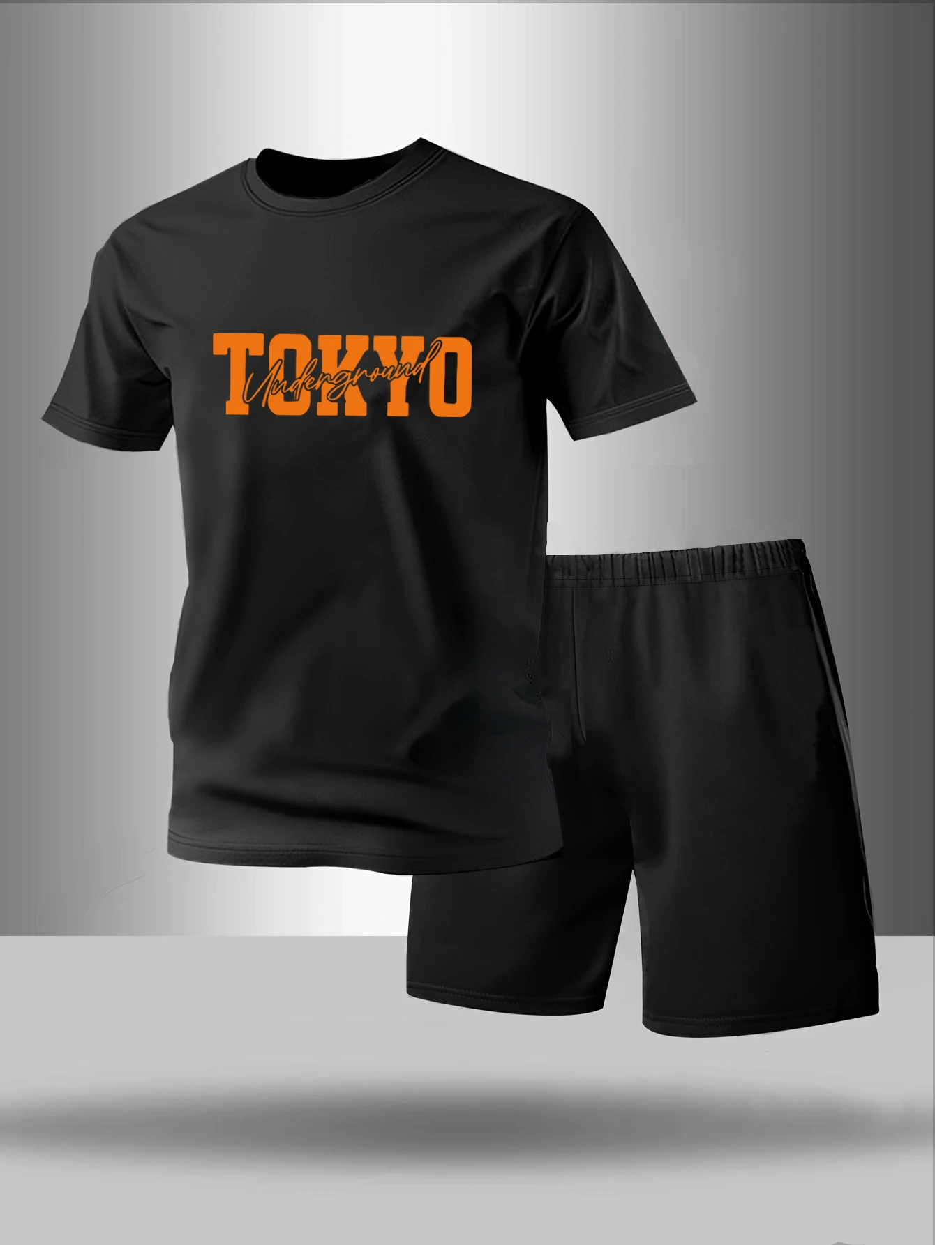 

Two piece men's pajamas for spring summer autumn winter short sleeved shorts fashionable letter pattern home suit set