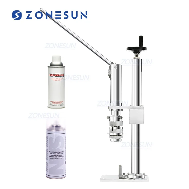 ZONESUN ZS-YG25C 25.4MM Manual Air Refresher Hairspray Aerosol Can Aluminum Tin Crimping Sealing Machine For Spray Paint Bottle