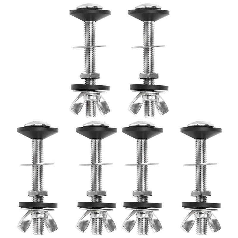 6 Pack Toilet Tank To Bowl Bolt Kits Cistern Bolts Kit,Stainless Steel Toilet Pan Fixing Fitting With Double Gaskets