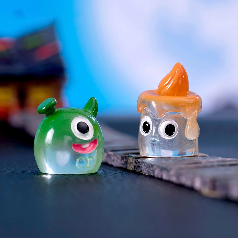 Mini adornos luminosos de Halloween, plantas suculentas de animales fluorescentes, decoración en maceta, accesorios de micropaisaje, 1 unidad