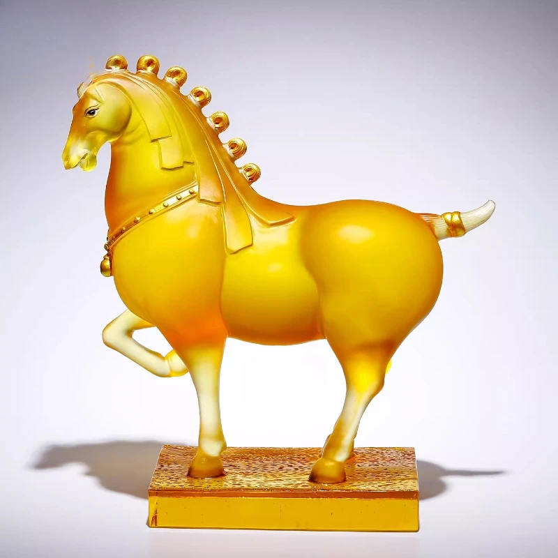 Glazed Tangma ornament is a success, attracting wealth, living room feng shui decoration, office opening, arts and crafts