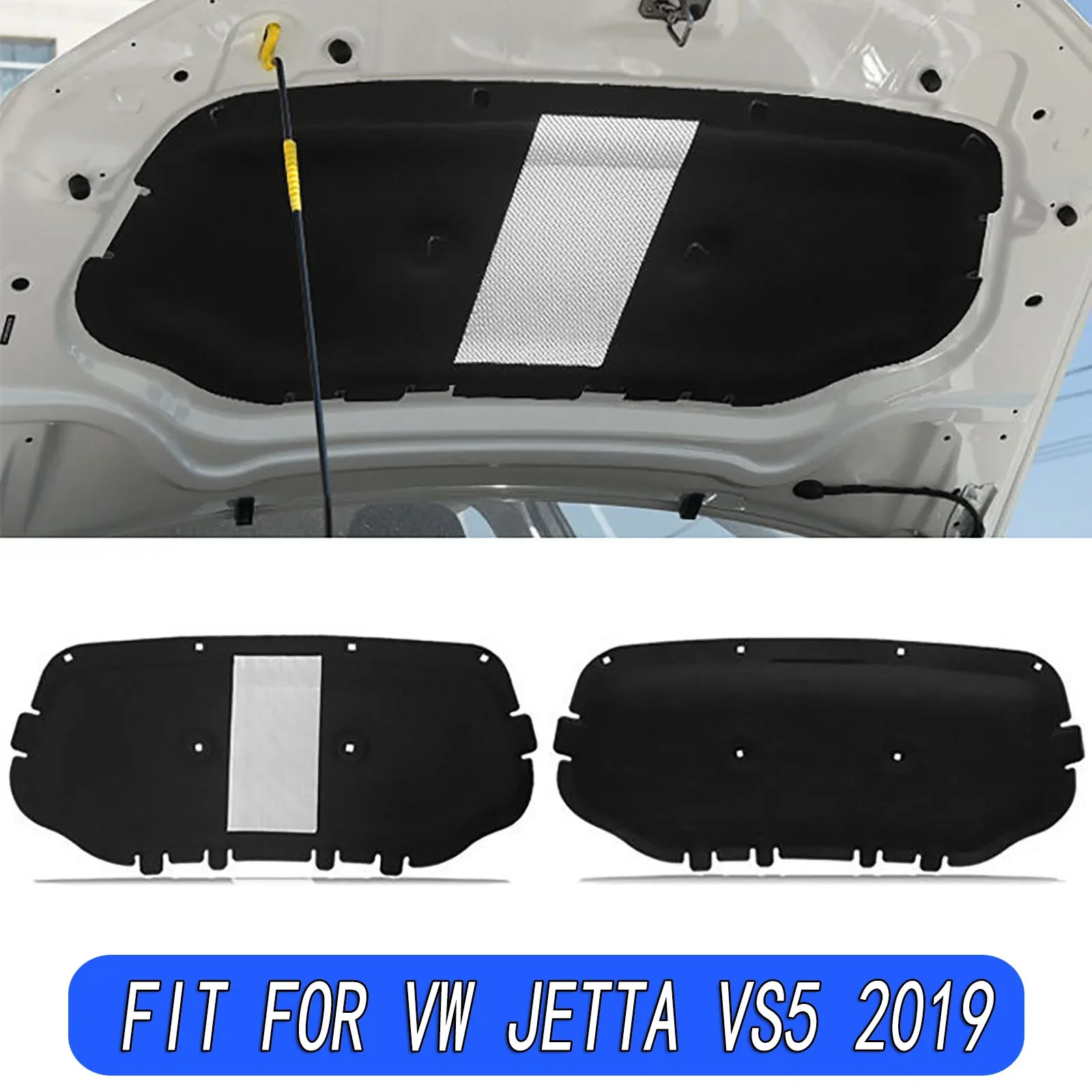 

Черный одиночный алюминиевый лист двигателя, звукоизоляционный хлопковый передний капот, звукоизоляционная накладка двигателя с пряжкой для VW JETTA VS5 2019
