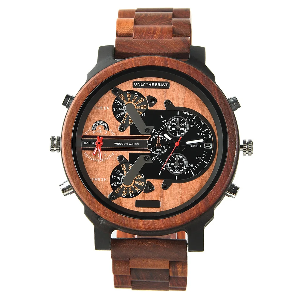 Wooden Watches Quartz Analog Display High Quality Big Dial Wholesale Classic OEM Pure Bamboo Watch for Men