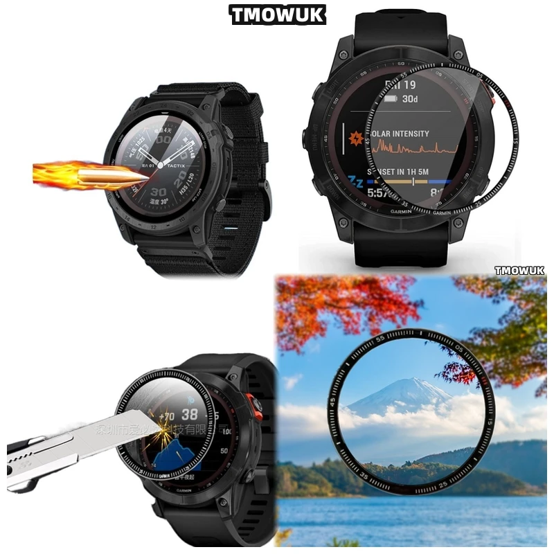 

For Garmin Fenix 6 7 8 7X 6X 7S 47mm 51mm - Soft Screen Protective Film - 3D Curved Anti-Scratch Full Cover PMMA