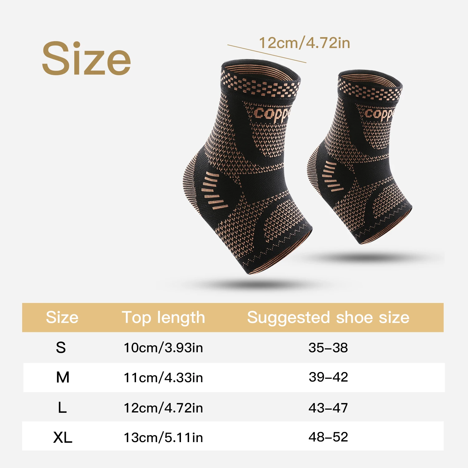 1 PC Men\'s Women\'s Outdoor Sports Knitting Elastic Copper Ankle Protection, Ankle Sprain Protection, Ankle Wrist Daily Exercise