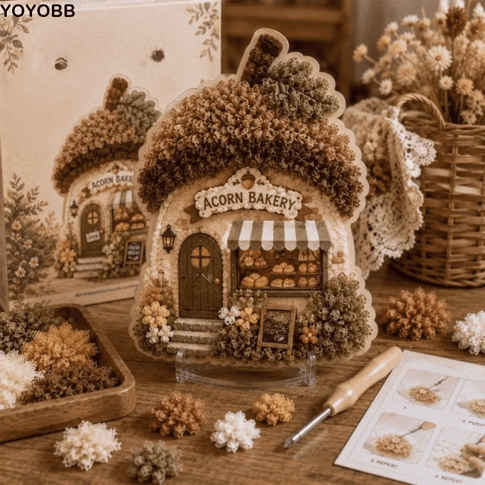 Art Craft House Making - 하우스 장면 포크 아트 키트 버섯