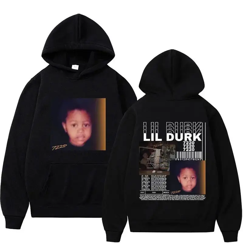 

Rapper Lil Durk New Album Double Sided Print Hoodies Men Hip Hop Vintage Long Sleeve Hoodie Male Oversized Sweatshirt Streetwear