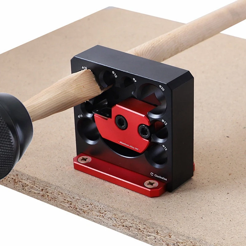 1Set pembuat Dowel yang dapat disesuaikan, Jig 8 mm-20 Mm dengan pisau karbida perlengkapan pertukangan paduan hitam & merah