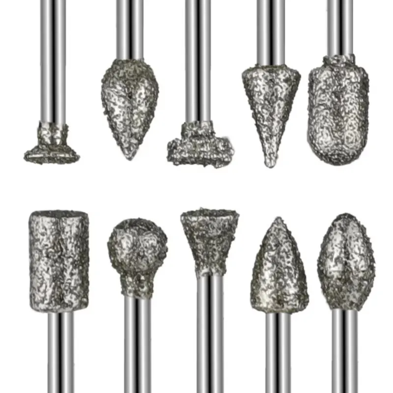 20Piece Set of Coarse Sand 46 Mesh Diamond Grinding Head Grinding Needle Handle Diameter 3mm Jade Carving Raw Stone Grinding