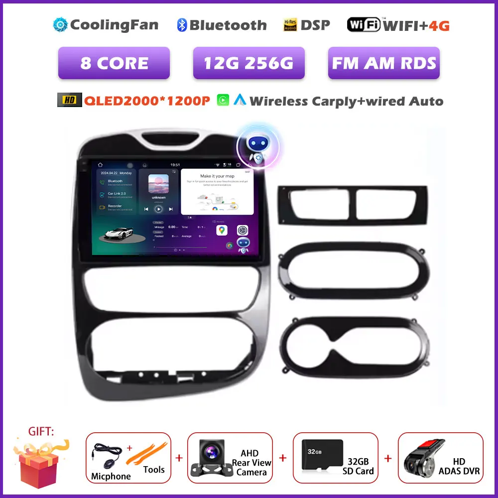 Voor Renault Clio 4 2012-2016 Carplay autoradio multimediaspeler Android 16 Auto WIFI GPS navigatie DSP stereo BT tools