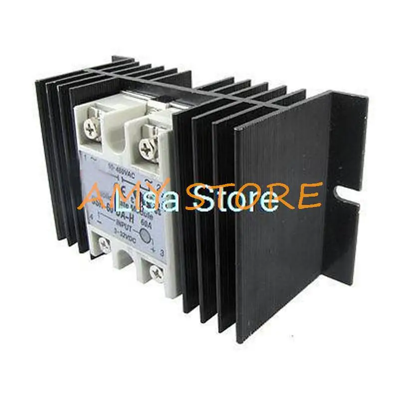 Temprature Control Solid State Relay SSR 60A 3-32V DC 90-480V AC + Heat Sink