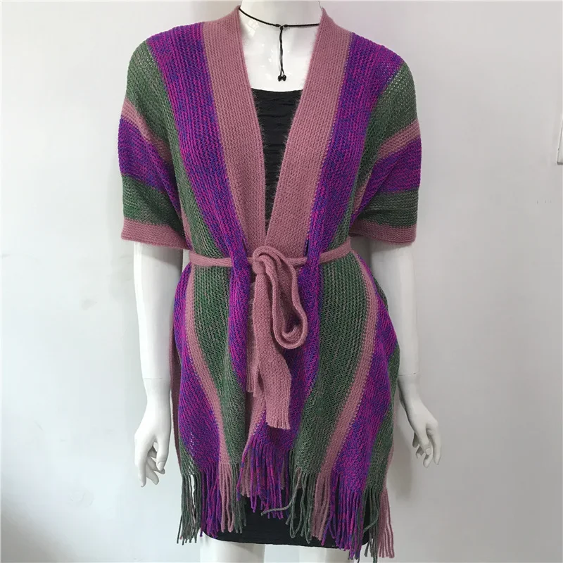 European American Romantic Soviet National Style Tunic Shawl Imitation Cashmere Travel Versatile Women Cloak Vest Coat Purple