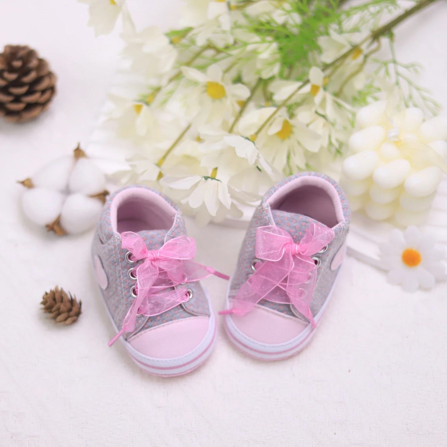 Cute Bowknot Comfortable Sneakers For Baby Girls, Lightweight Non Slip Shoes For Indoor Outdoor Walking, Spring And Autumn