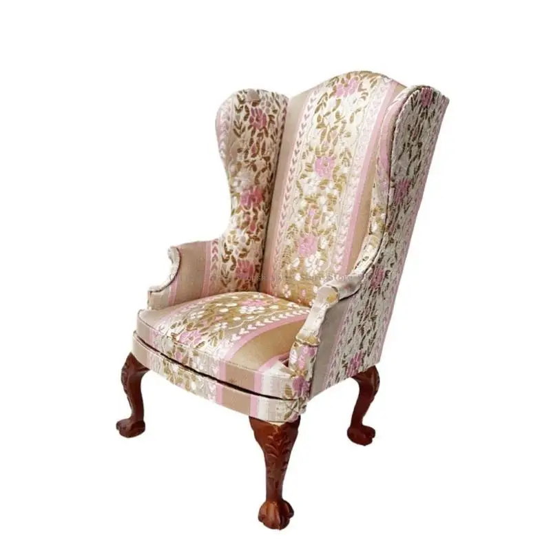 

1/6 кукольный домик, кресло с цветочным узором, деревянная рама ручной работы, миниатюрный диван, модель, фигурка, детская игра,