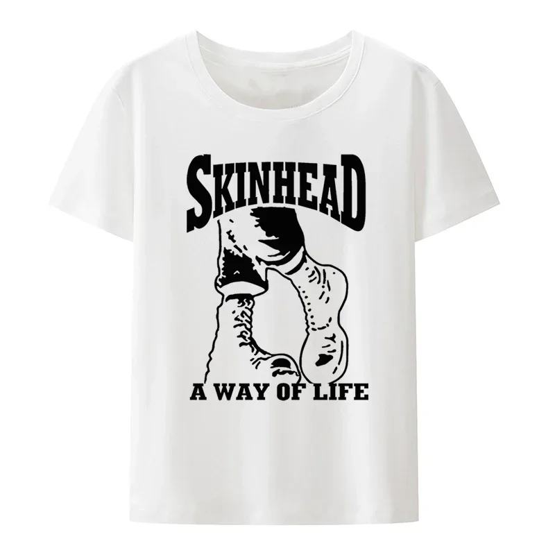 Funny Skinhead A Way of Life Print Tee Men Woman Short-sleev Hipster Graphic T Shirts Hip-hop Fashion Aesthetic Tops Camisetas