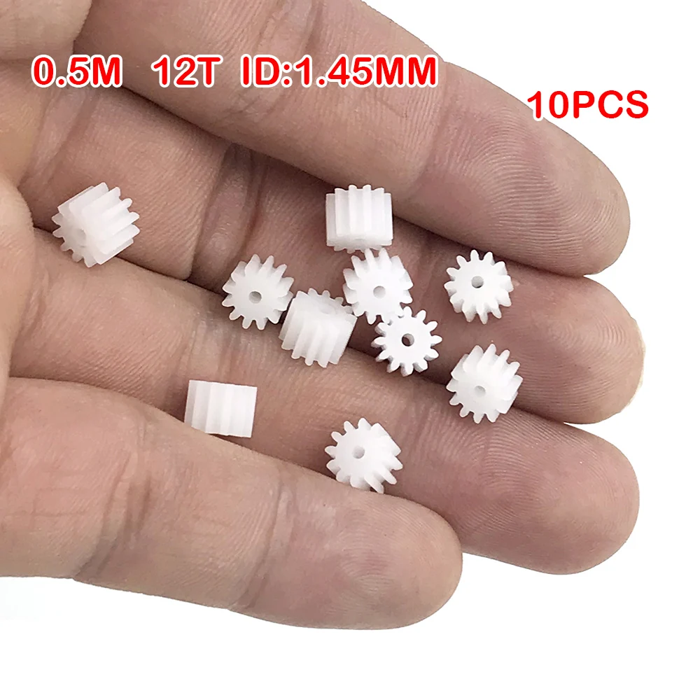 10pcs/lot 121.5A 0.5M Pinion Gear Modulus 0.5 12 Tooth Plastic Gear Motor Parts Spindle Gear Motor Toy Accessories