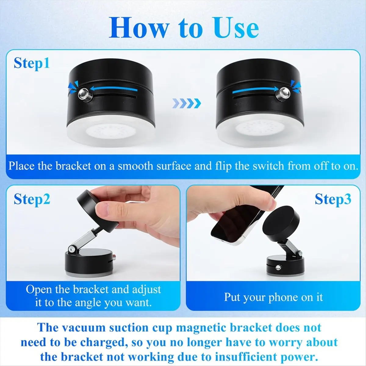 Vacuum Magnetic Suction Phone Holder, Magnetic Multifunctional Holder, Foldable and Retractable Magnetic Phone Holder A