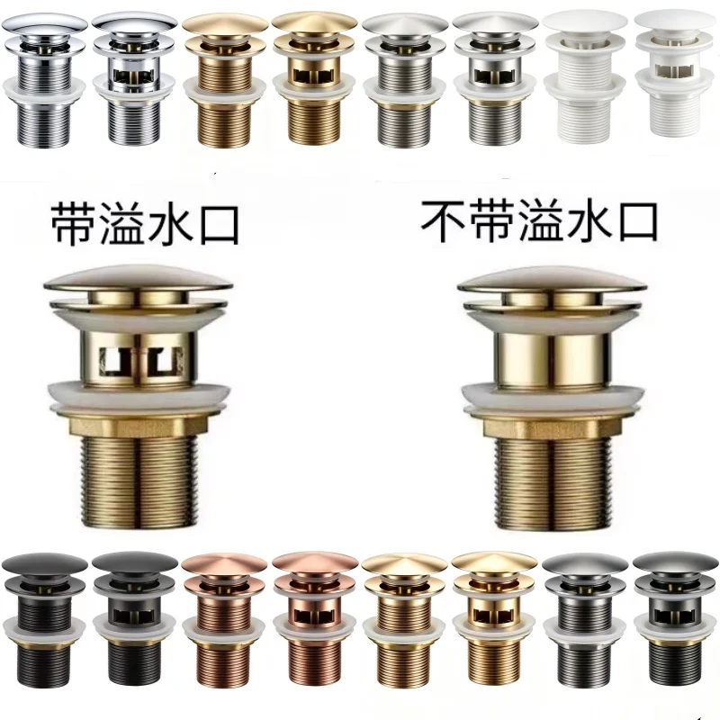 Rose Gold Pop Up Drain Button Bathroom Sink Plug Drainer Siphon Waste Stopper Wash Basin Faucet Accessory Washbasin Pipe
