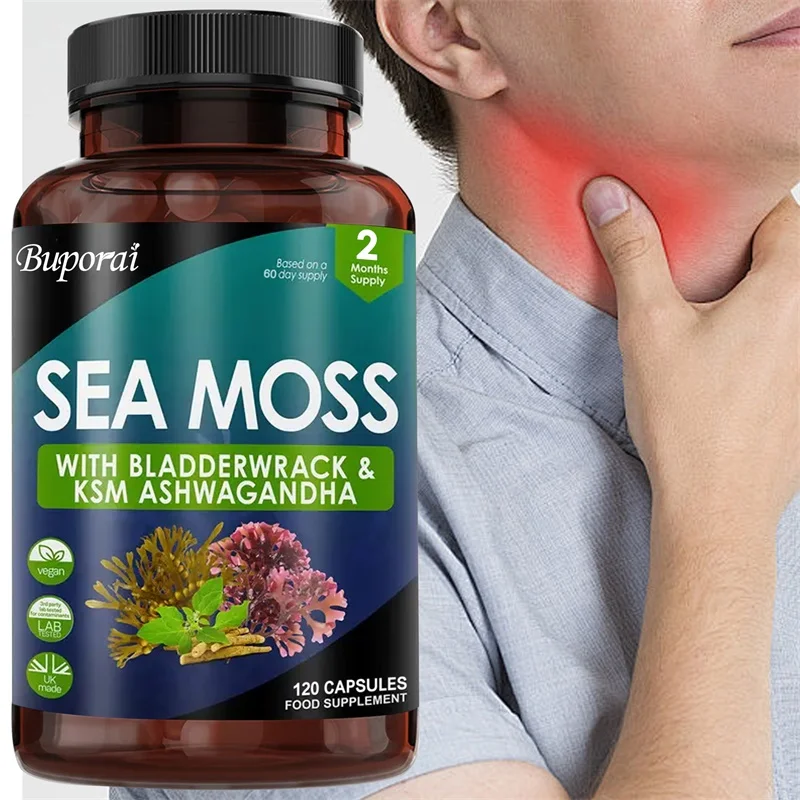 

Sea Moss Capsules - with Bladderwrack & Ksm Ashwagandha To Support Thyroid Function, Promote Metabolism, Enhance Immunity
