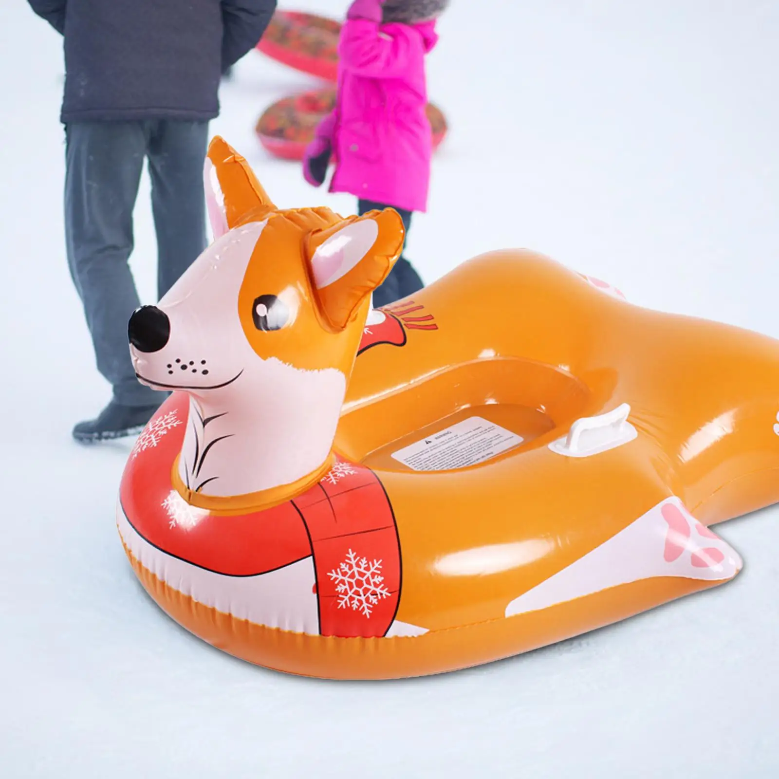 Inflatable Snow Tube Snow Sled Puppy Snow Tube Heavy Duty Portable Winter Snow Tube with Handles for Sledding Outdoor Games