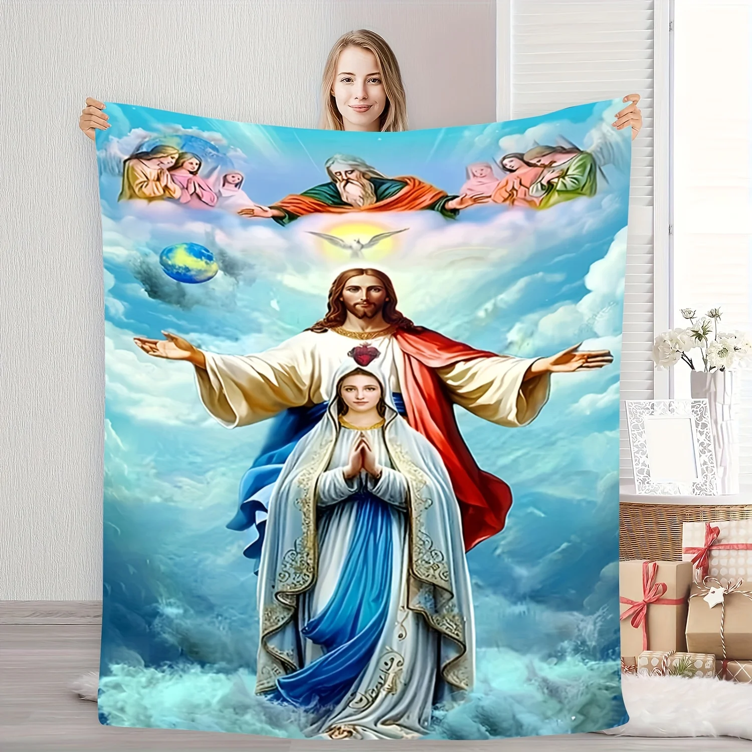 

1 comfortable three-dimensional print Western Jesus Saints religious beliefs three-dimensional beautiful generous theme flannel