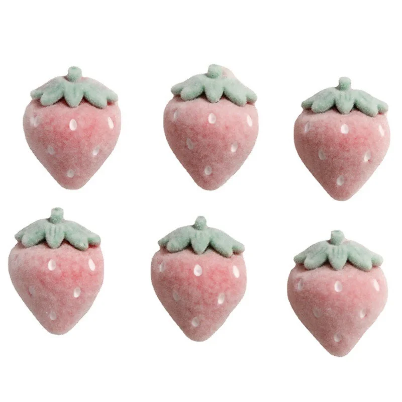 

Бесплатная доставка, 50 шт./лот, цветной флокирующийся эффект, мультяшная форма клубники, смоляные кабошоны, бусины «сделай сам», ювелирные изделия, аксессуары для волос, одежда