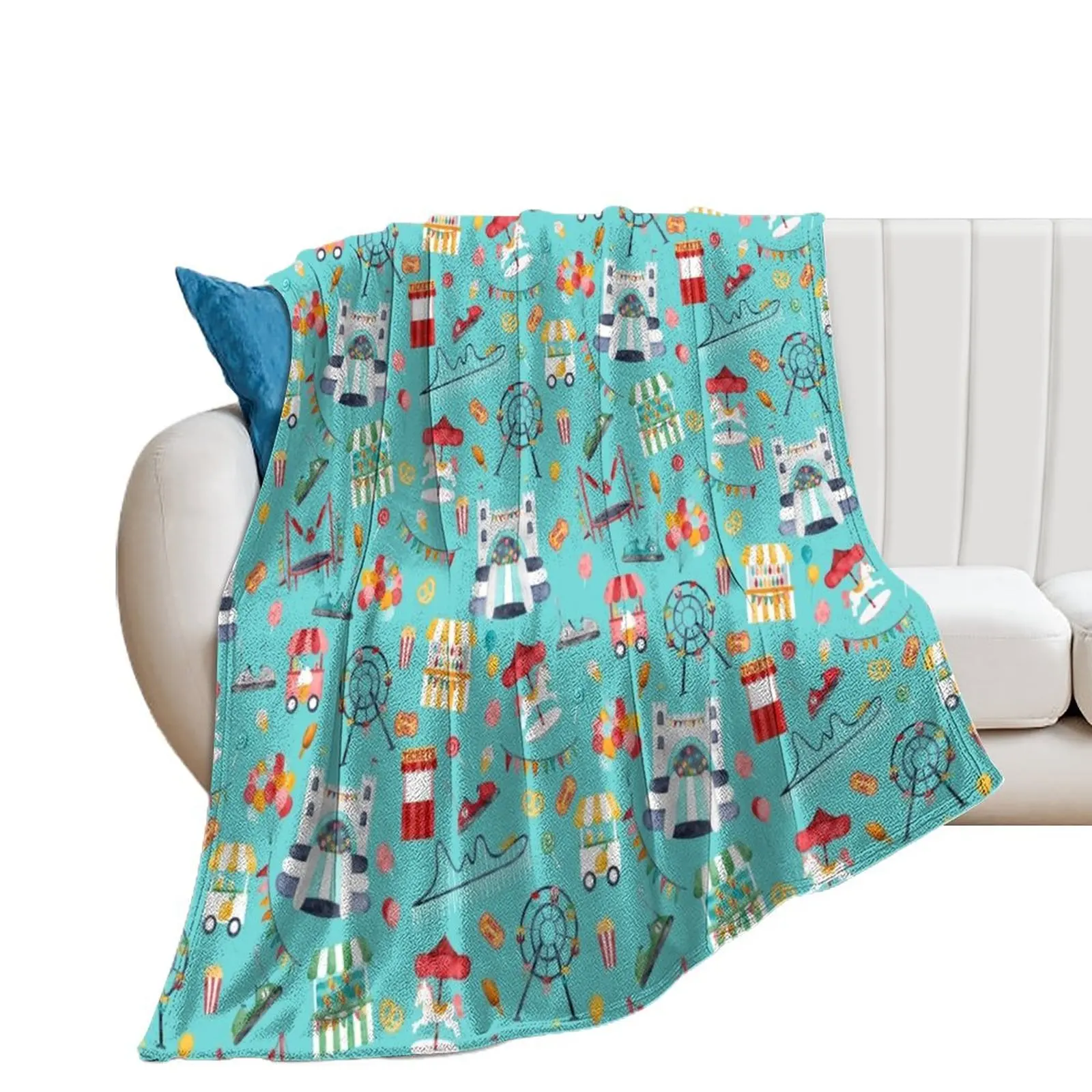 

Amusement Park Watercolor Carnival Throw Blanket Thin Stuffeds Hairy Blankets For Bed Blankets