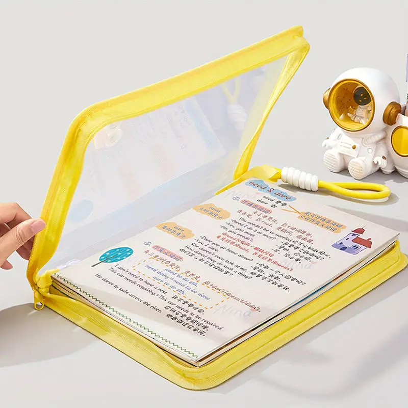 

New A4 Zipper File Bag Transparent Storage Pouch with Handle Dustproof Organizer Folder Case Stationery Holder School Supplies