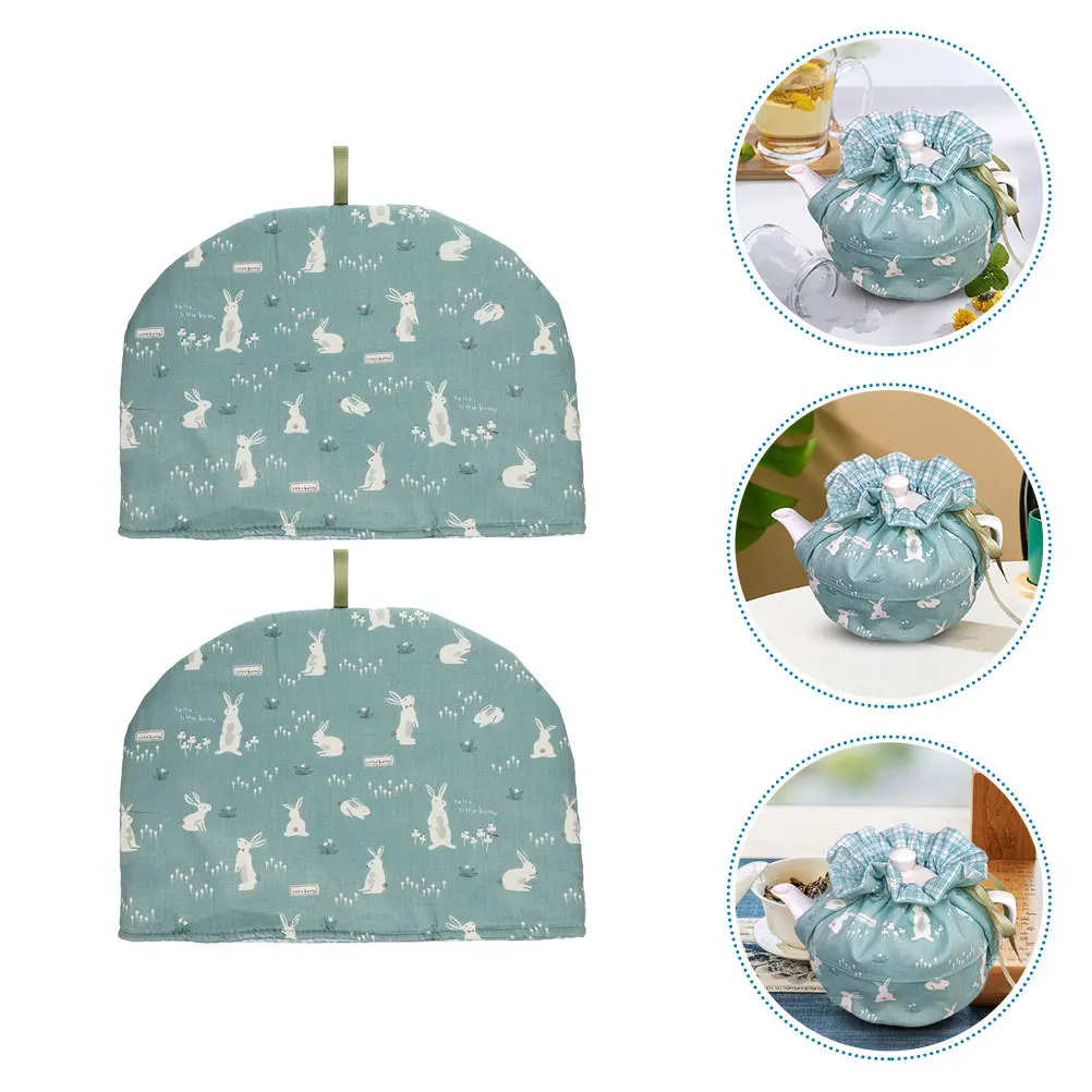 

2Pcs Teapot Cozy Cotton Cloth Insulated Protector Anti-Scald Pot Cozy Reusable Tea Cosy Warmer Cover Floral Tea Cosy