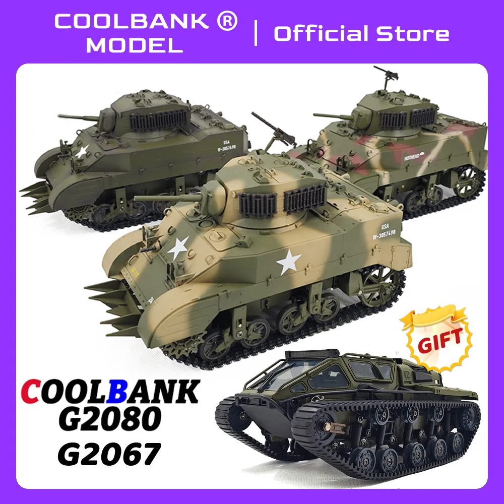 COOLBANK-High Speed RC Tank Drift Cars, M5A1 Veículos Militares, Battle Tank, Modelo Hobby Toys Para Meninos, EUA Stuart, Escala 1/16