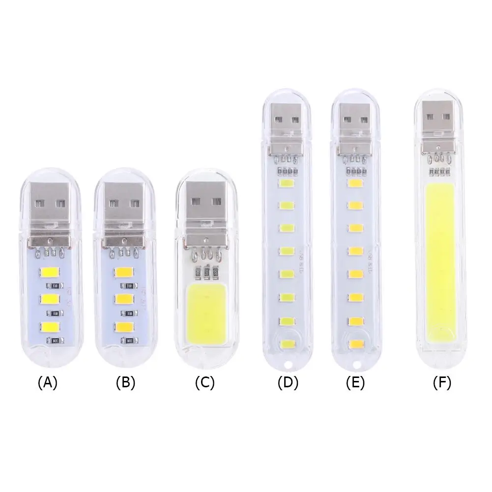 Mini Portable USB Book Light Bright Reading Lamp for PC Laptop (White 8COB)