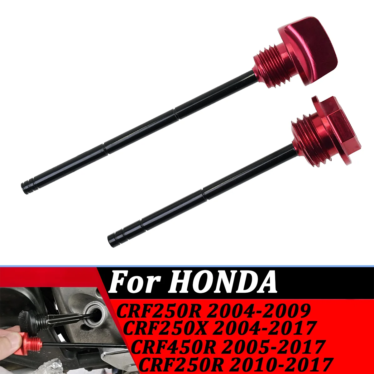 

Aluminum CNC Oil Dipstick Gauge Plugs For HONDA CR250R CRF250X CRF450X CRF 250R 250X 450X 2004 2005 2006 2007-2017 Motorcycle