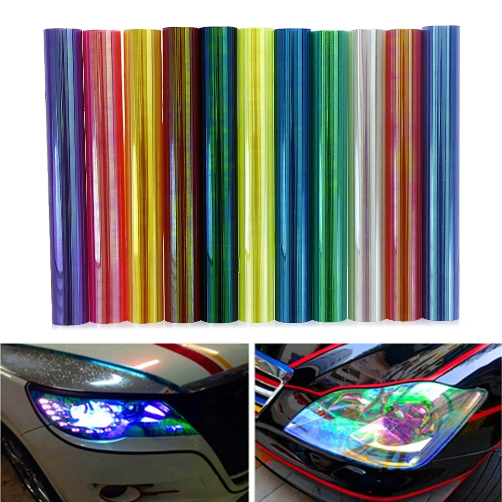 

120*30cm Shiny Chameleon Auto Car Styling Headlights Taillights Translucent Film Lights Turned Change Color Car Film Stickers