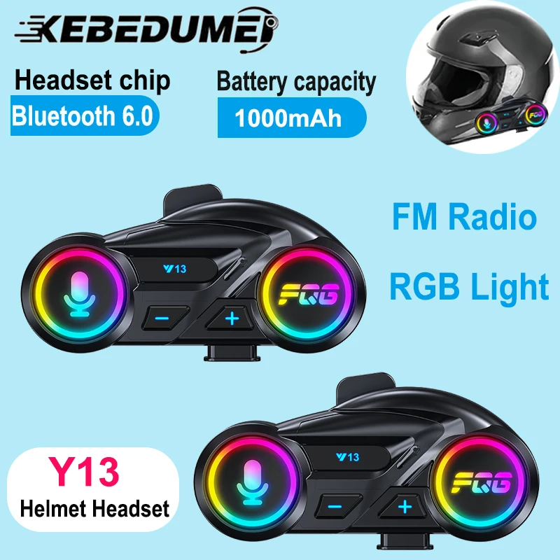 

Bluetooth 6.0 Wireless Motorcycle Helmet Headset Hands-free Call Phone with RGB Ambient Light MP3 Music Player Speaker for Moto