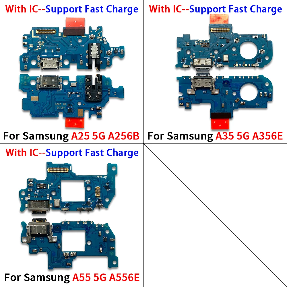 USB Charging Port Board Flex Cable Connector Parts For Samsung A25 5G A256B A35 5G A356E A55 5G A556E Microphone Module