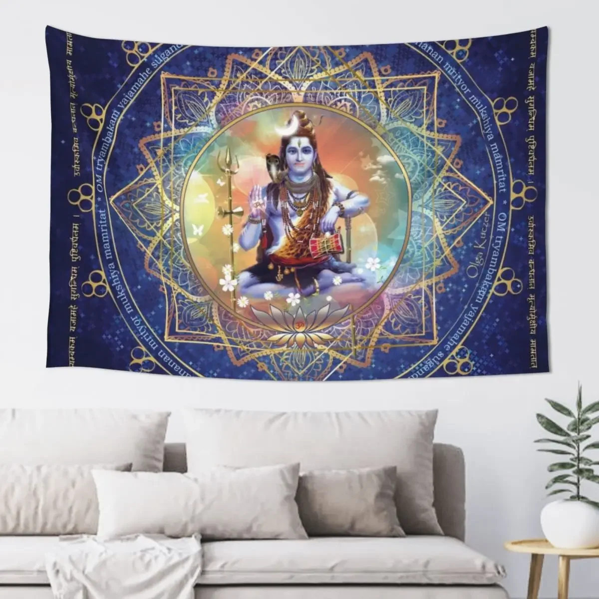 

Shiva Mahamrityunjaya -Health, Peace in Life & Prosperity Tapestry Room Decor Aesthetic Wall Deco Tapestry