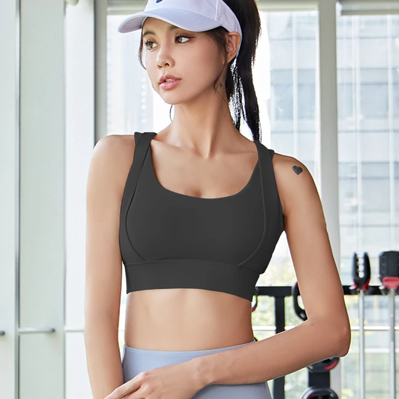 Sports Bra For Women Cross Strap Yoga Bra Gym Crop Top Brassiere Fitness Top Shockproof Push Up Sport Bra Breathable Underwear